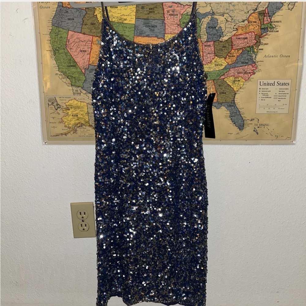 Blue & Silver Sequin Dress